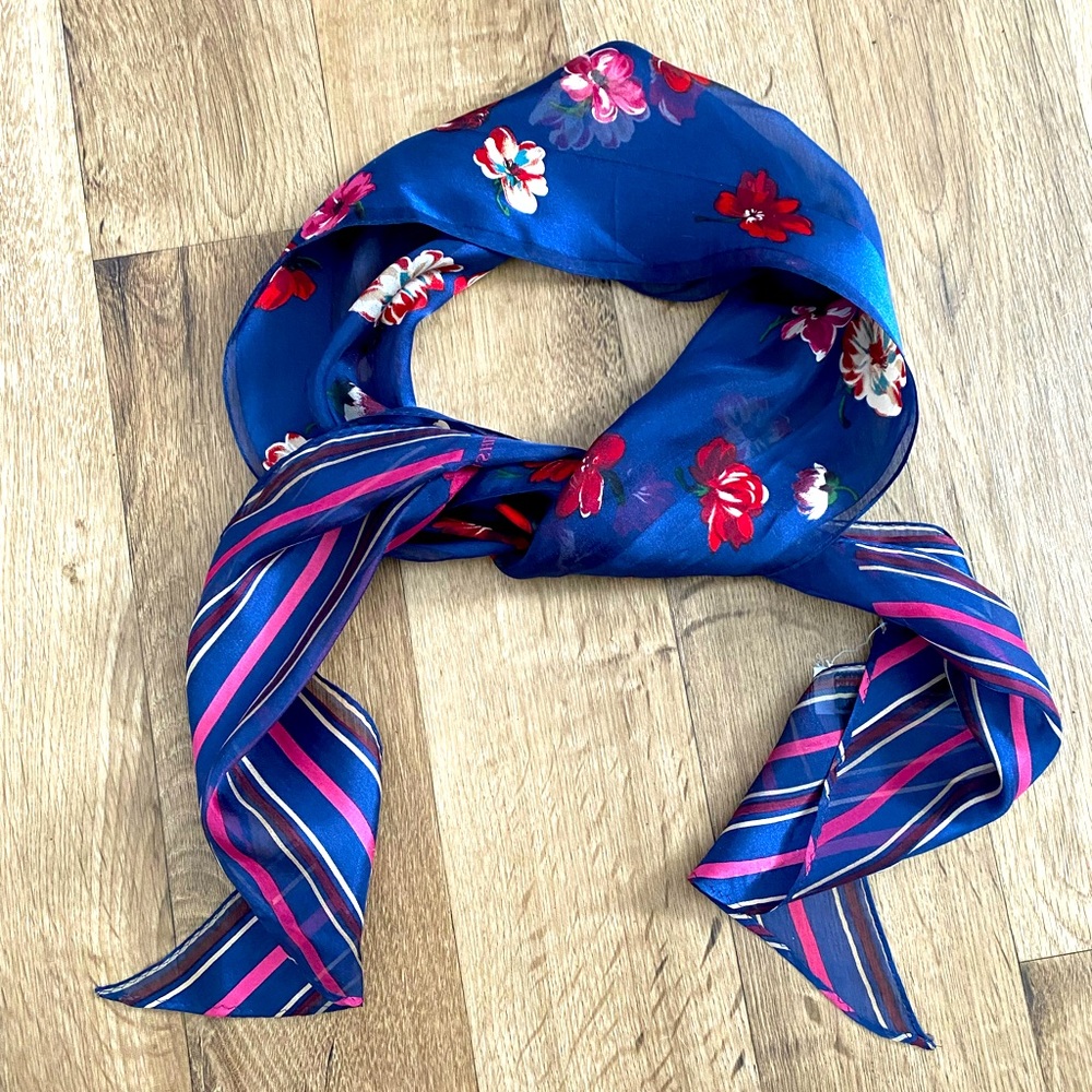Laura Ashley silk blue scarf handkerchief